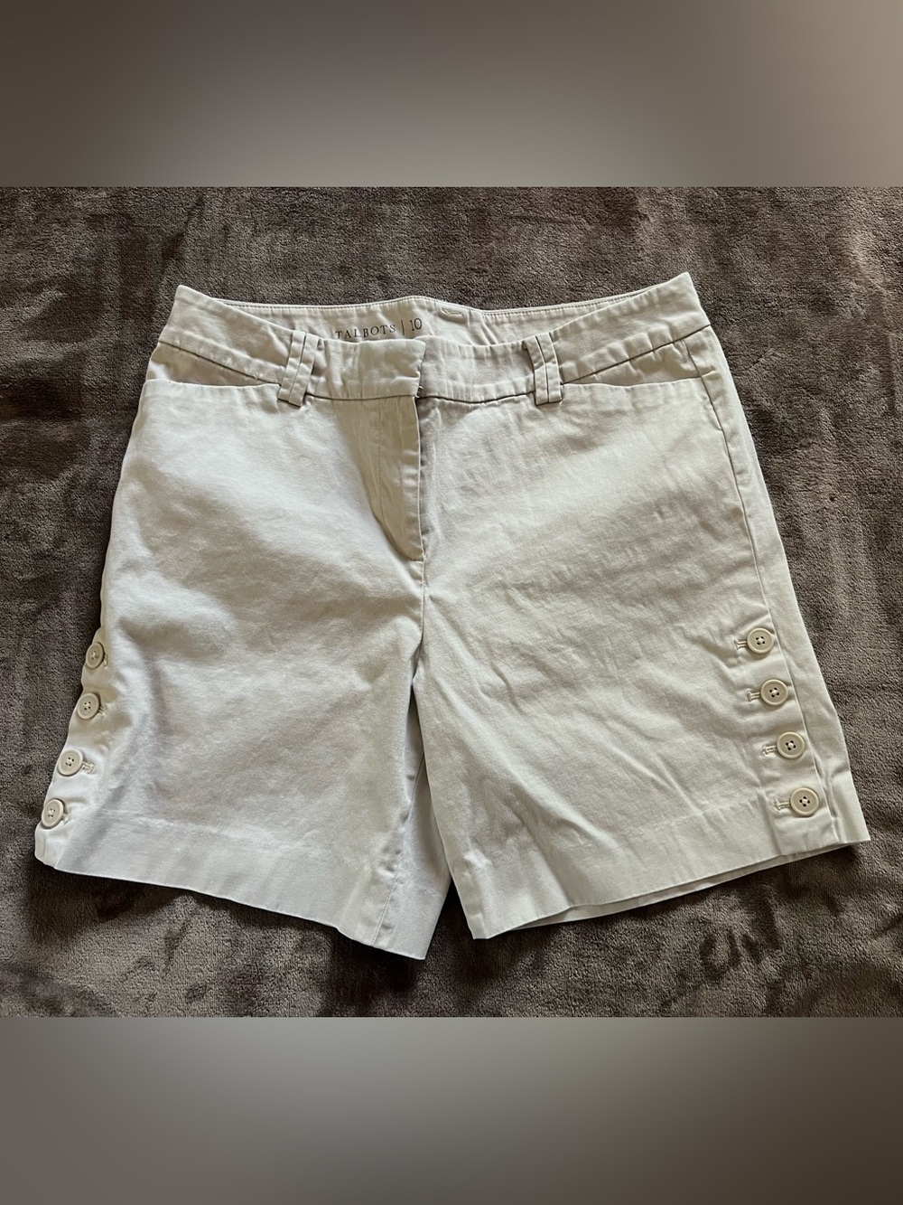 Talbots Cream Button-Accent Women’s Shorts